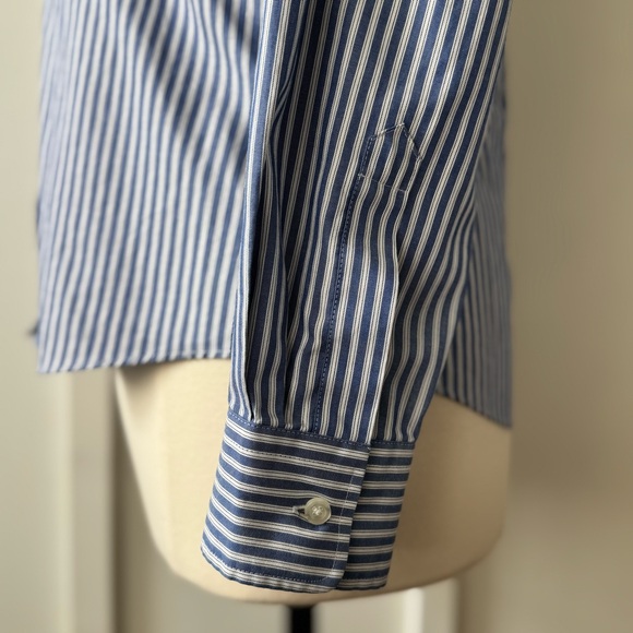 Lands’ End Blue & White Stripe Button-Down Shirt – Size 8 - Picture 3 of 10